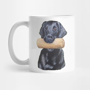 Flatcoated retriever with dumbbell Mug